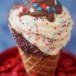 ice cream cone red white and blue