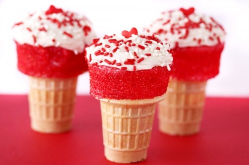 red and white cupcake cones
