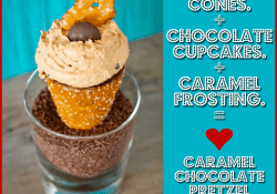 Caramel Chocolate Pretzel Cupake Cones by Love From The Oven
