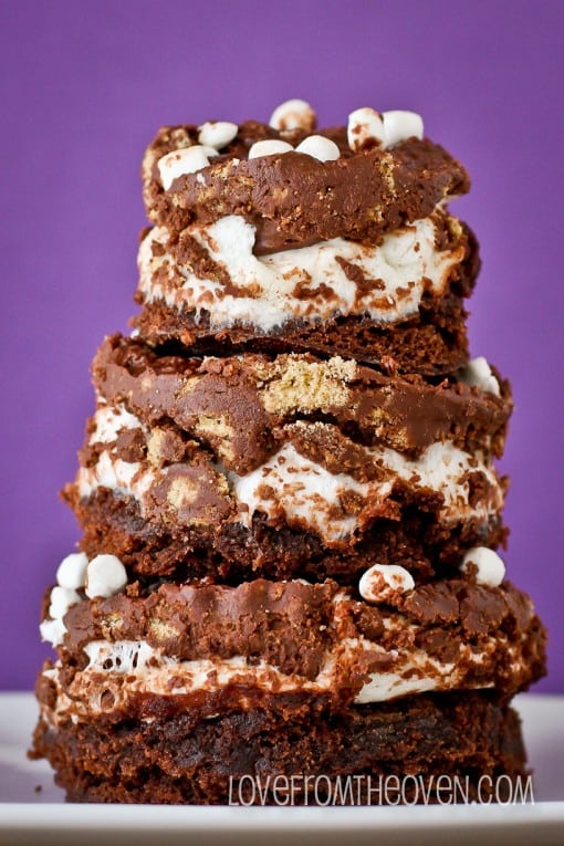 JIF Chocolate Hazelnut Spread S'mores Crunch Brownies by Love From The Oven-2-20