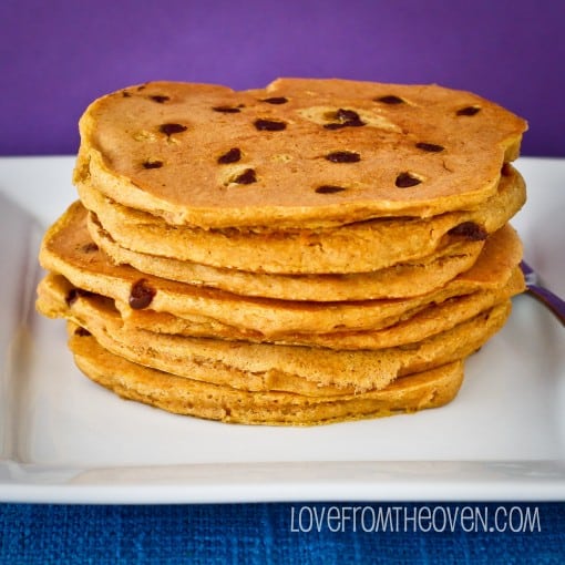 Pumpkin Chocolate Chip Whole Wheat Pancakes