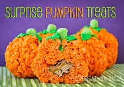 Surprise Pumpkin Treats Rice Krispies Treats by Love From The Oven
