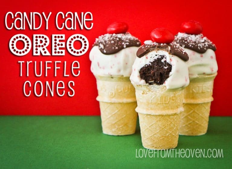 Candy Cane Oreo Truffle Cones