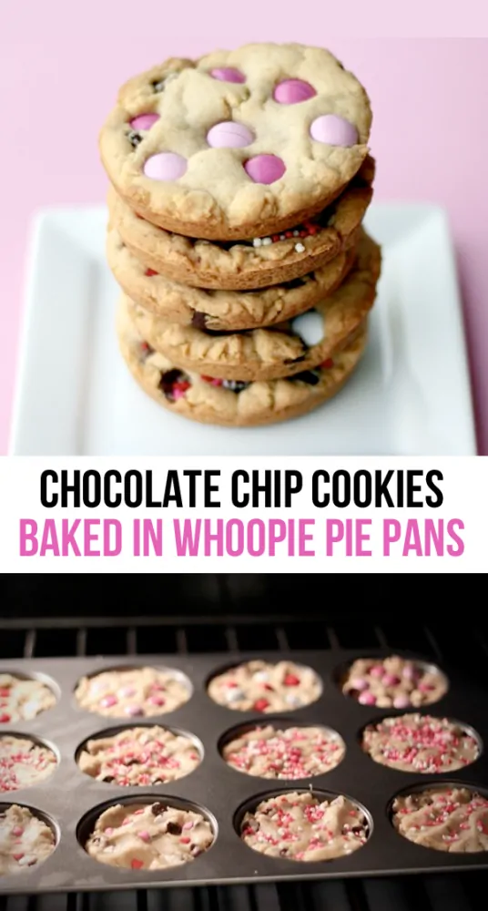 Chocolate Chip Cookies Baked In A Whoopie Pie Pan