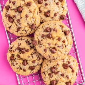 Copycat levain cookies on a wire cooling rack