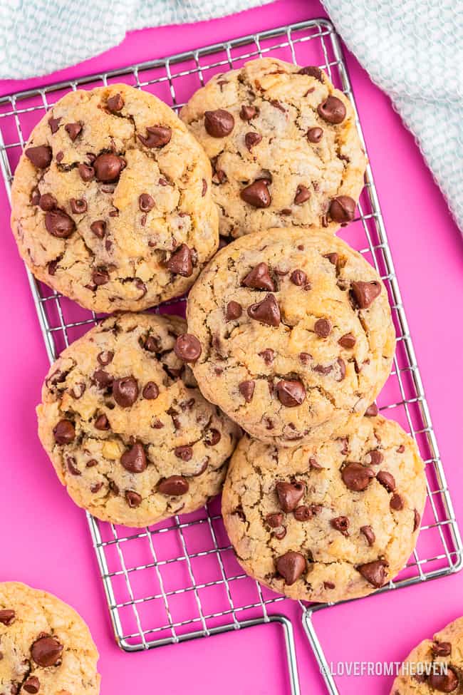 Copycat levain cookies on a wire cooling rack