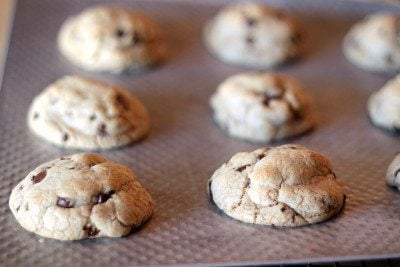 making cookies like levain bakerys cookies on a baking sheet