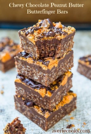 Chewy Chocolate Peanut Butter Butterfinger Bars