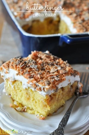 Butterfinger Poke Cake