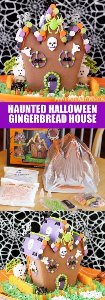 Haunted Halloween Gingerbread House. What a fun project to do with the kids, I think this might be more fun than the Christmas gingerbread houses!