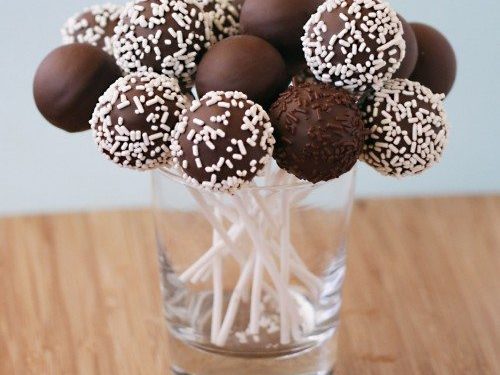 Delicious Homemade Chocolate Cake Pops on Sticks on Preparation