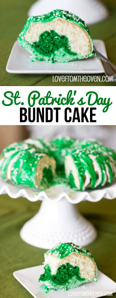 St. Patrick's Day Bundt Cake. Such a fun and easy green cake to celebrate St. Patrick's Day.