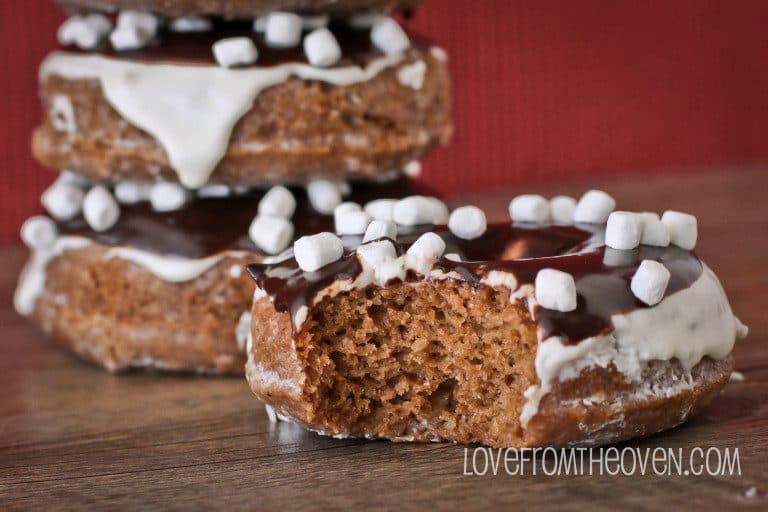Hot Chocolate Donuts With Marshmallow Frosting And Chocolate Glaze