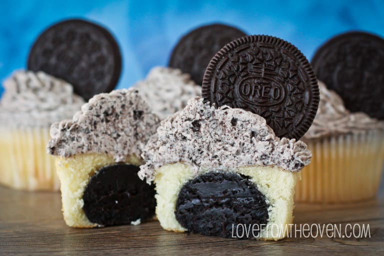 Oreo Truffle Stuffed Cupcakes With Cookies & Cream Frosting • Love From ...