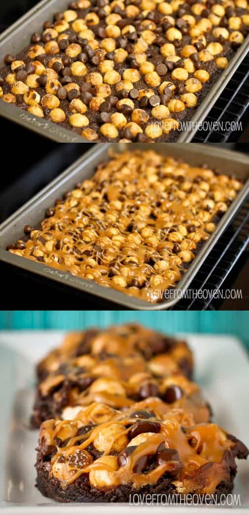 Caramel Pretzel Brownies.  These are so good and I LOVE the round pretzel balls, so cool!