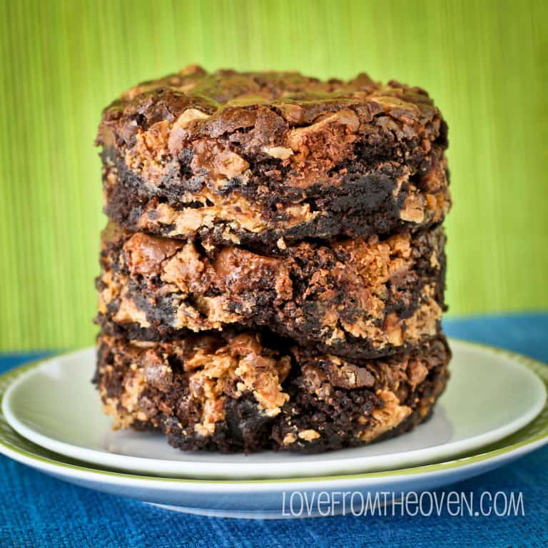 Salty Sweet Week Peanut Butter Filled Pretzel Brownies • Love From