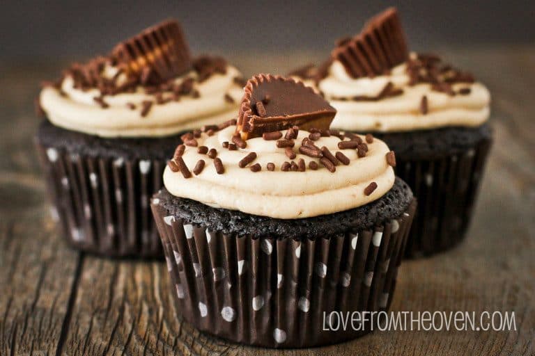 Peanut Butter Cup Stuffed Brownie Cupcakes With Peanut Butter Buttercream Frosting