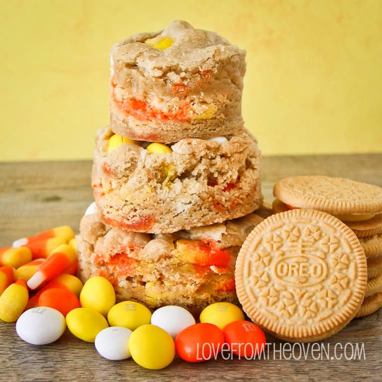 White Chocolate Candy Corn Cookie Bars • Love From The Oven