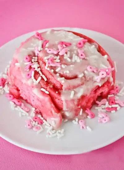 A pink cinnamon roll.