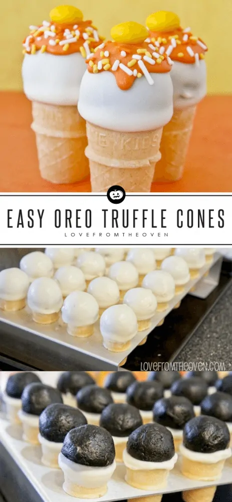 Easy No-Bake Oreo Truffle Cones For Halloween
