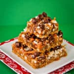 caramel pretzel magic cookie bars