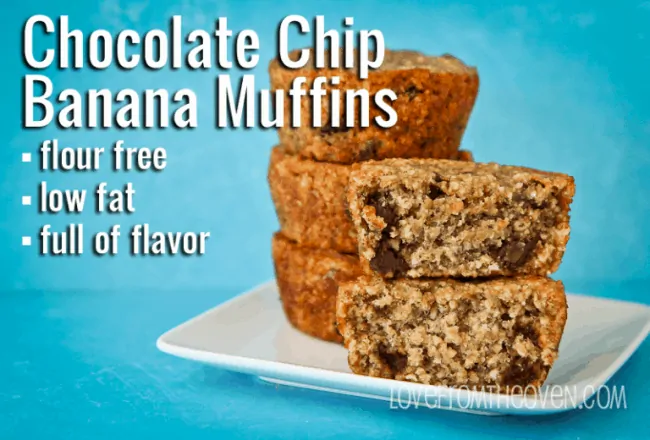 Banana Chocolate Chip Muffins - Lowfat & Flour Free by Love From The Oven