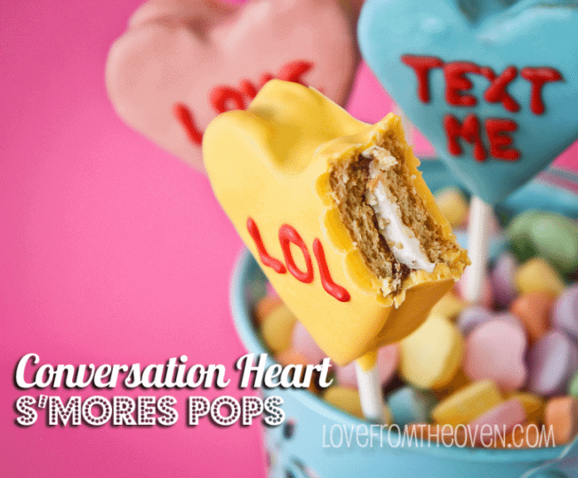 Conversation Heart S'mores Pops at Love From The Oven