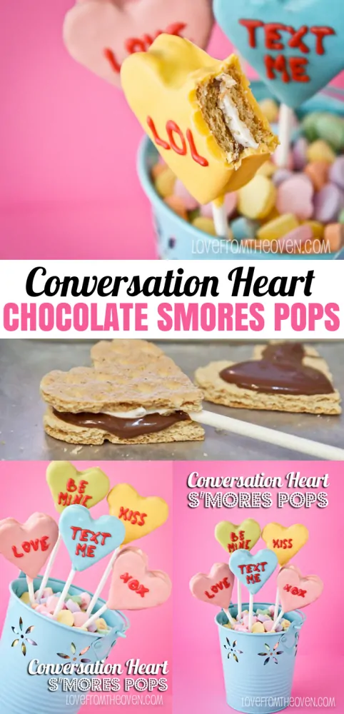 Conversation Heart Chocolate Smores Pops