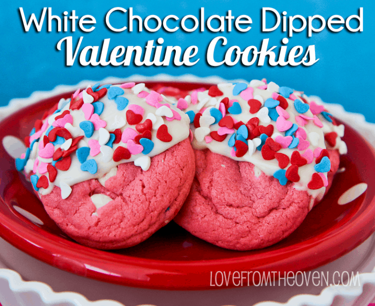 White Chocolate Dipped Valentine Cookies