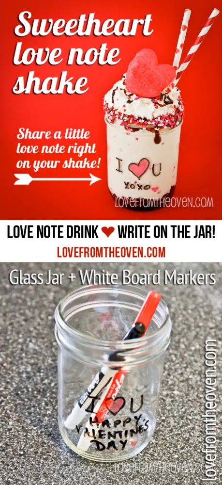 Love Note Drink! This is so cool, you write right on a mason jar using white board markers! So fun.