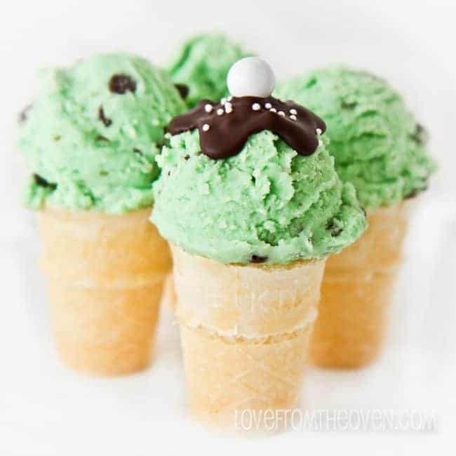 Mint Chocolate Chip Frosting Cones • Love From The Oven
