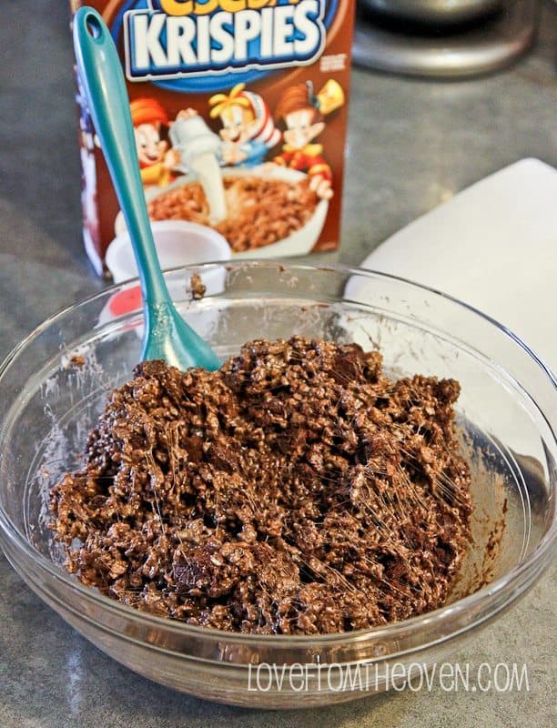 Triple Chocolate Brownie Rice Krispies Treats • Love From The Oven