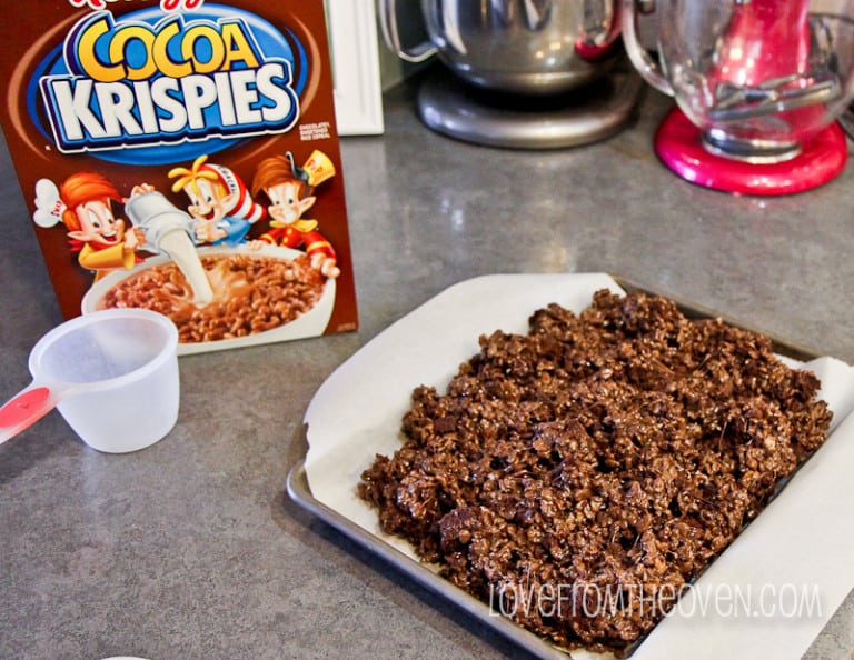 Triple Chocolate Brownie Rice Krispies Treats • Love From The Oven