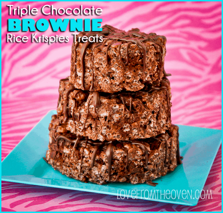 Triple Chocolate Brownie Rice Krispies Treats • Love From The Oven