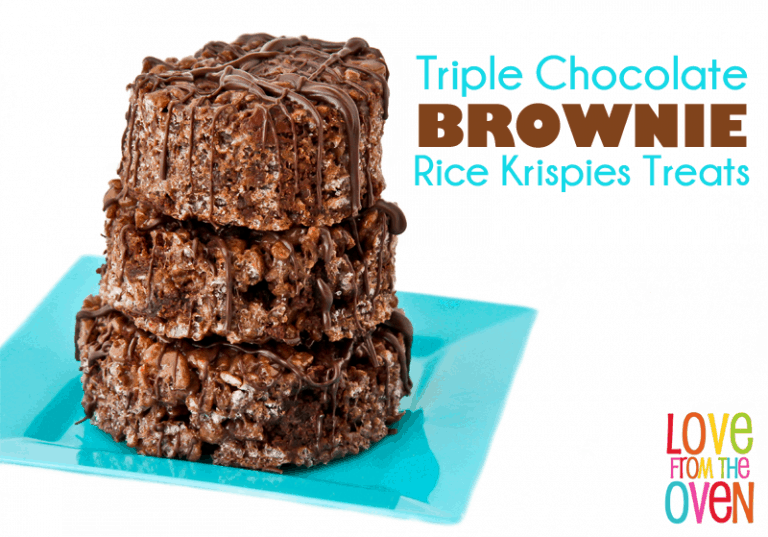 Triple Chocolate Brownie Rice Krispies Treats • Love From The Oven