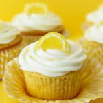 Lemon cupcakes on a yellow background