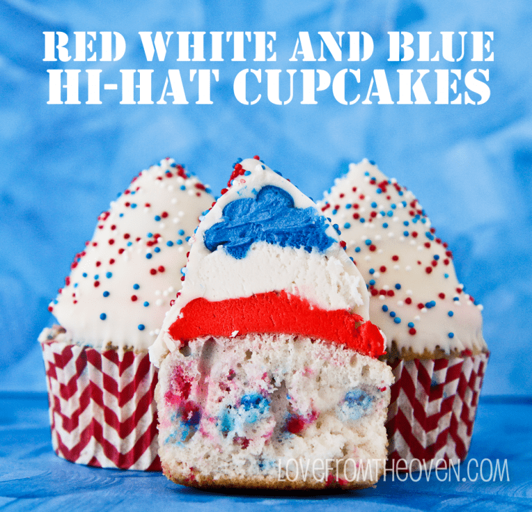 Red, White And Blue Hi-Hat Cupcakes For The Fourth Of July
