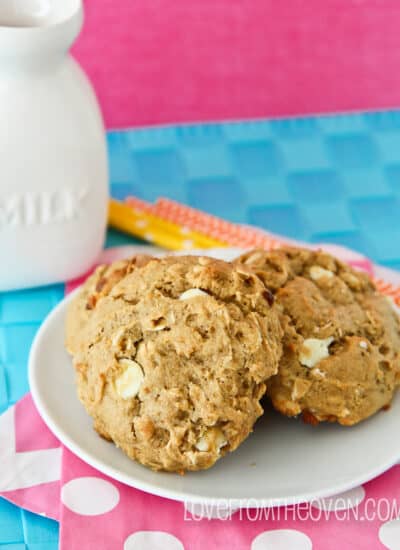 Breakfast cookies on a white plate.