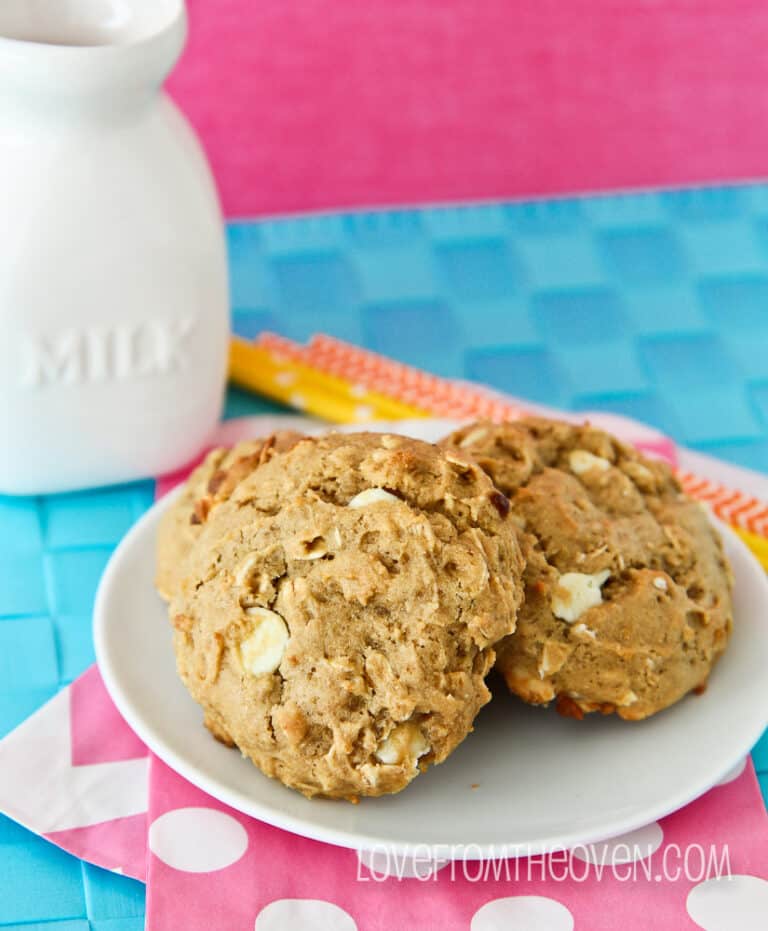 Breakfast cookies on a white plate.