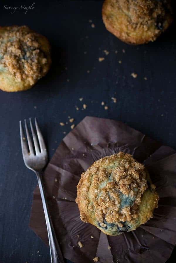 Blueberry muffins on a dark background