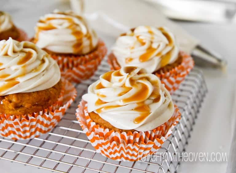 Caramel Pumpkin Cupcakes With Caramel Cinnamon Cream Cheese Frosting