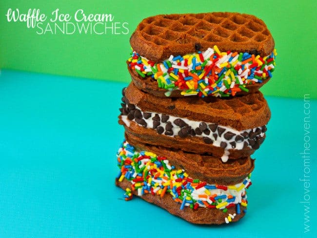 ice cream, waffles