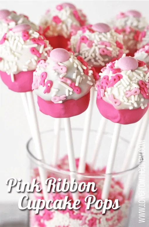 Pink Ribbon Cupcake Pops by Love From the Oven
