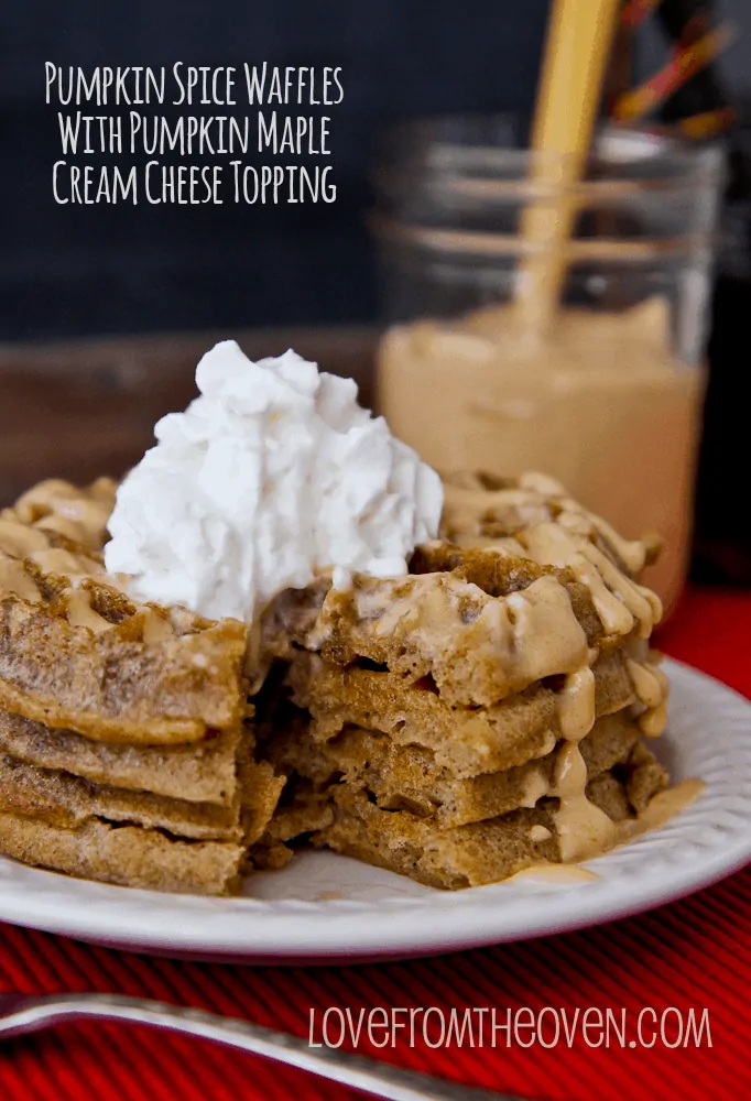 Pumpkin Spice Waffles With Pumpkin Maple Cream Cheese Topping