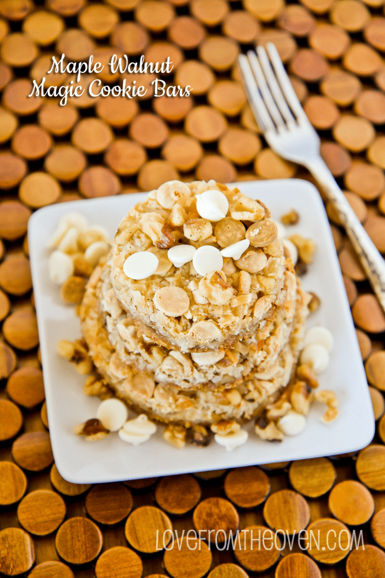 Maple Walnut Magic Cookie Bars • Love From The Oven