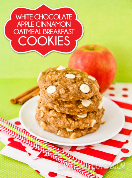 White Chocolate Apple Cinnamon Breakfast Cookies