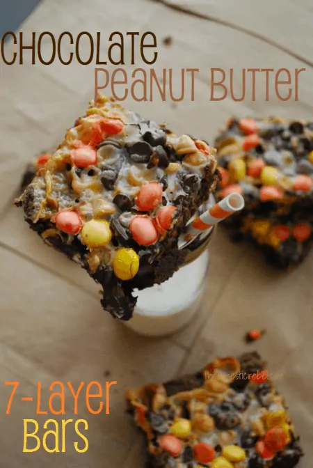 Chocolate Peanut Butter 7 Layer Bars by The Domestic Rebel