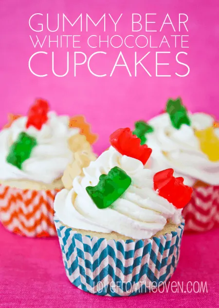 White Chocolate Gummy Bears Cupcakes