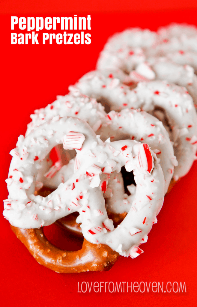 Peppermint Bark Pretzels.  A delicious combo of crunchy, salty pretzels and sweet minty peppermint bark.  These are going on mhy holiday baking list!