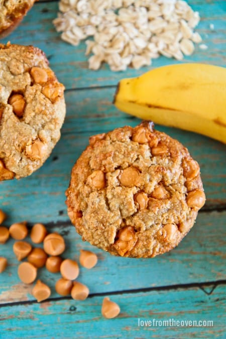 Banana Butterscotch Oatmeal Muffins